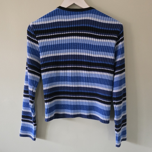 Le Chateau M Vintage Y2K Eclectic Coquette Striped Ribbed Knit Cardigan - Picture 10 of 12